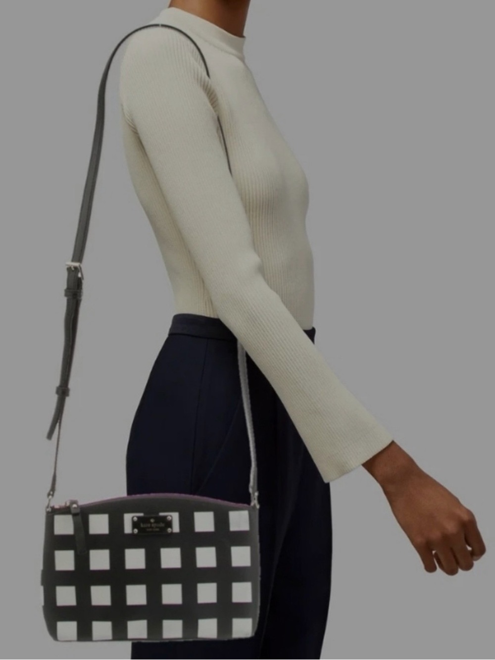 Kate Spade Black and White Checkered Crossbody Purse